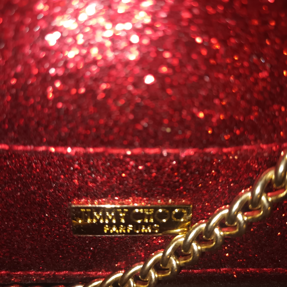 Jimmy Choo Red Glitter Clutch